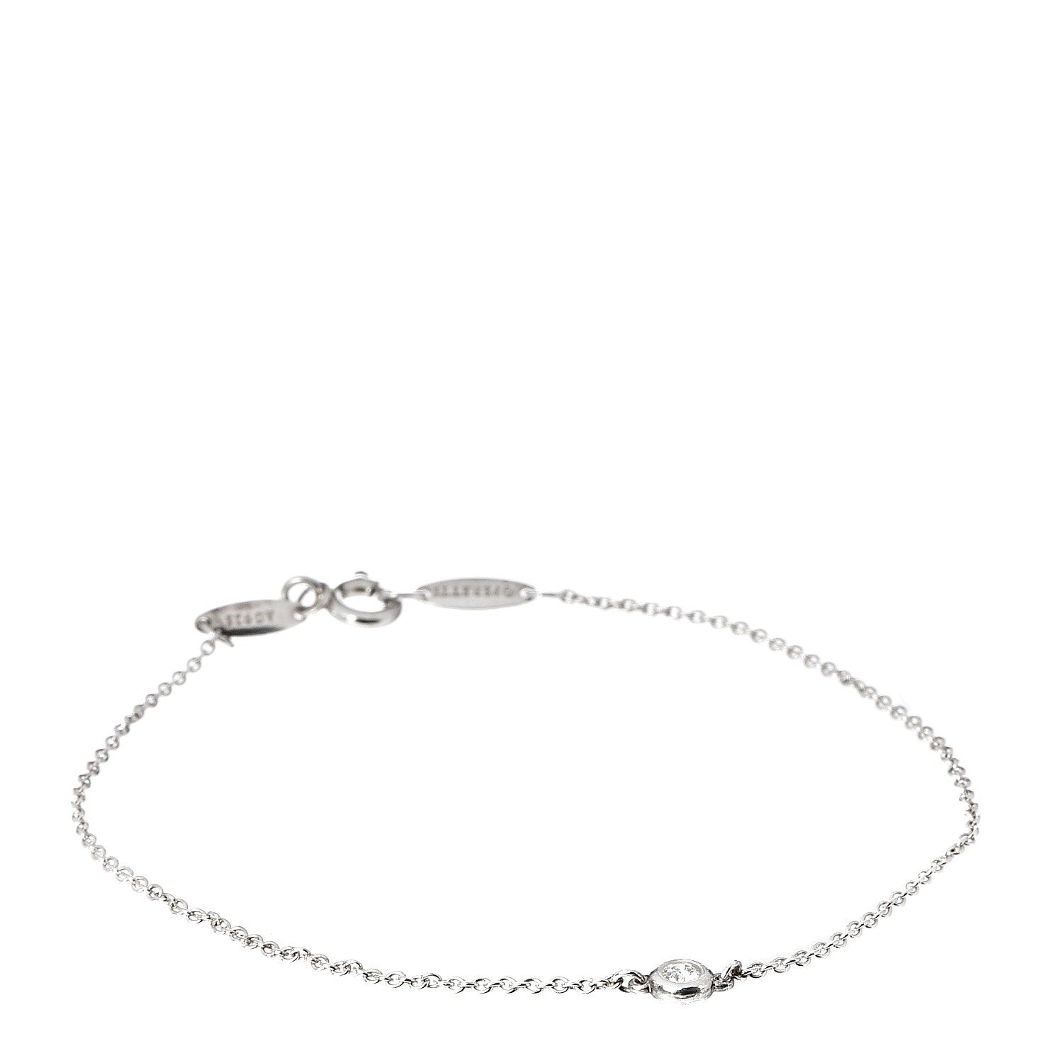 Tiffany Sterling Silver Diamond .05ct Elsa Peretti Diamonds by the Yard Bracelet 1 of 7