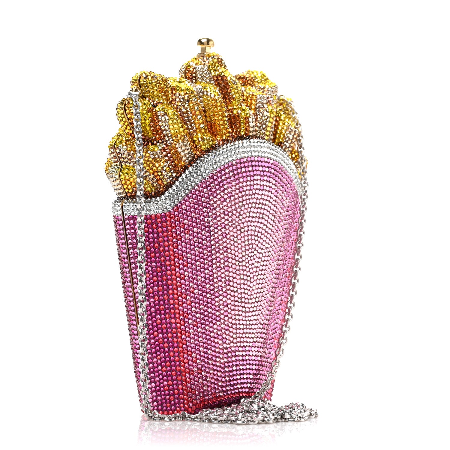Judith Leiber Crystal Fries Rainbow Minaudiere Clutch Pink 3 of 9