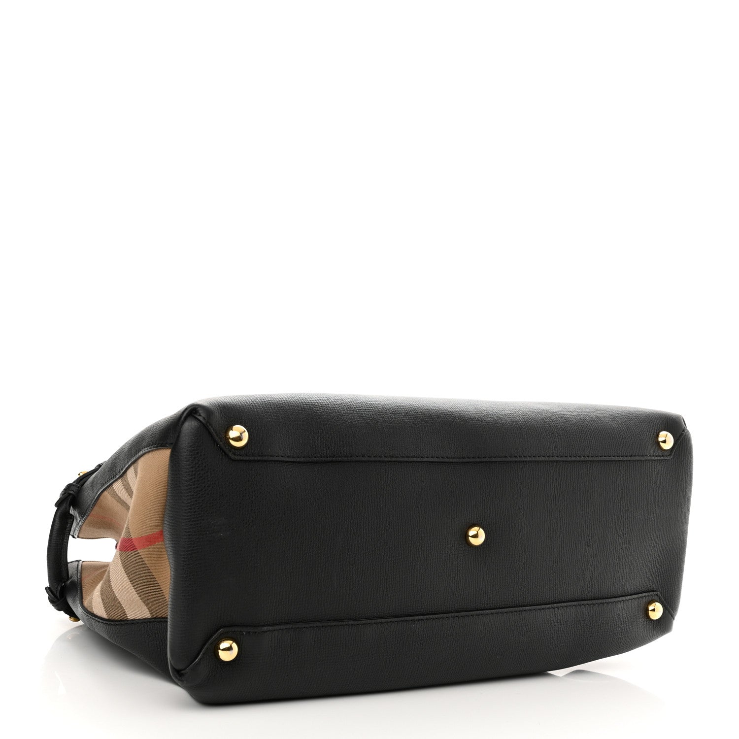 Burberry Grainy Calfskin House Check Large Banner Tote Black 4 of 14
