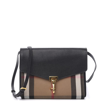 Burberry Derby Calfskin House Check Small Macken Crossbody Bag Black 1 of 10
