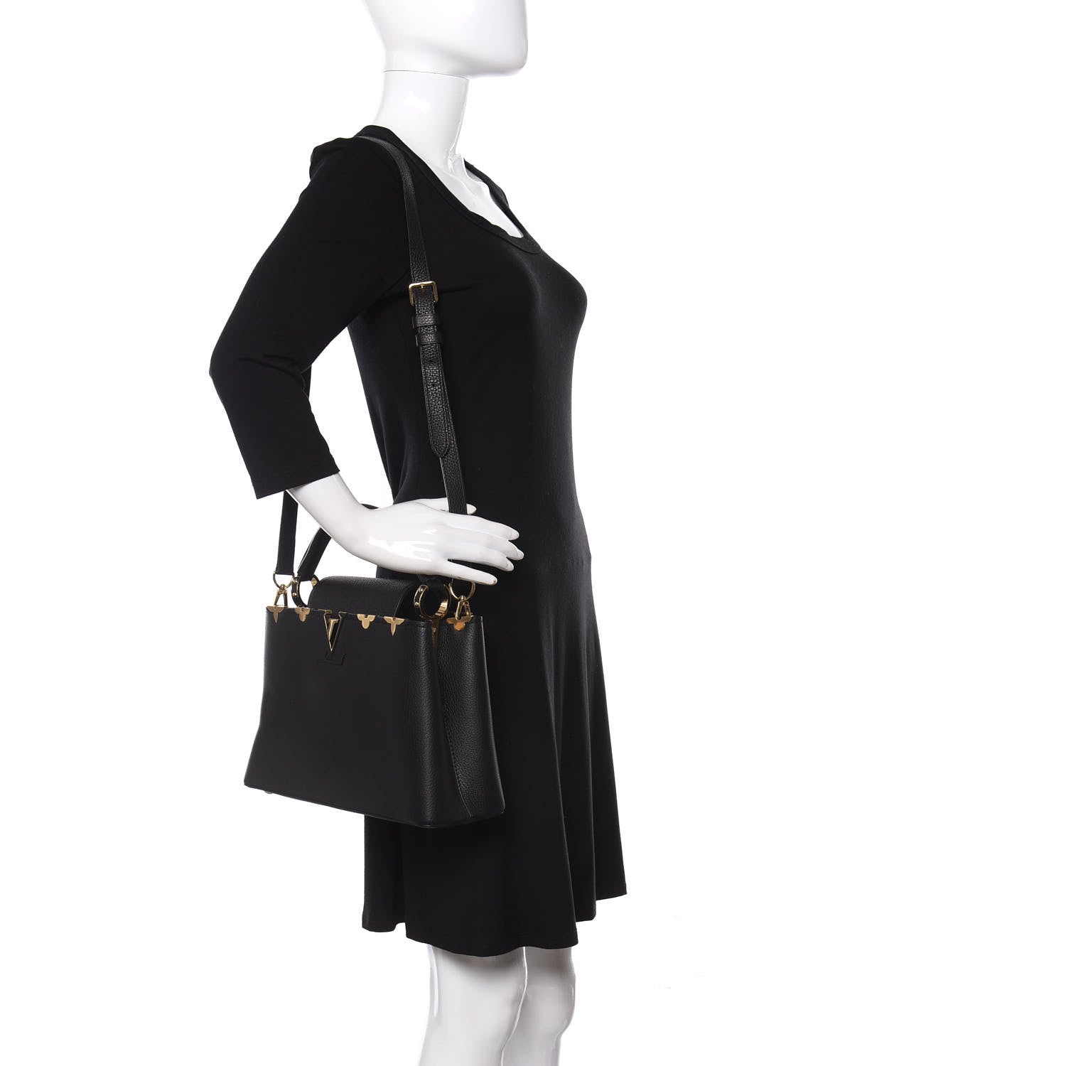 Louis Vuitton Taurillon Embellished Flower Crown Capucines PM Black 2 of 9