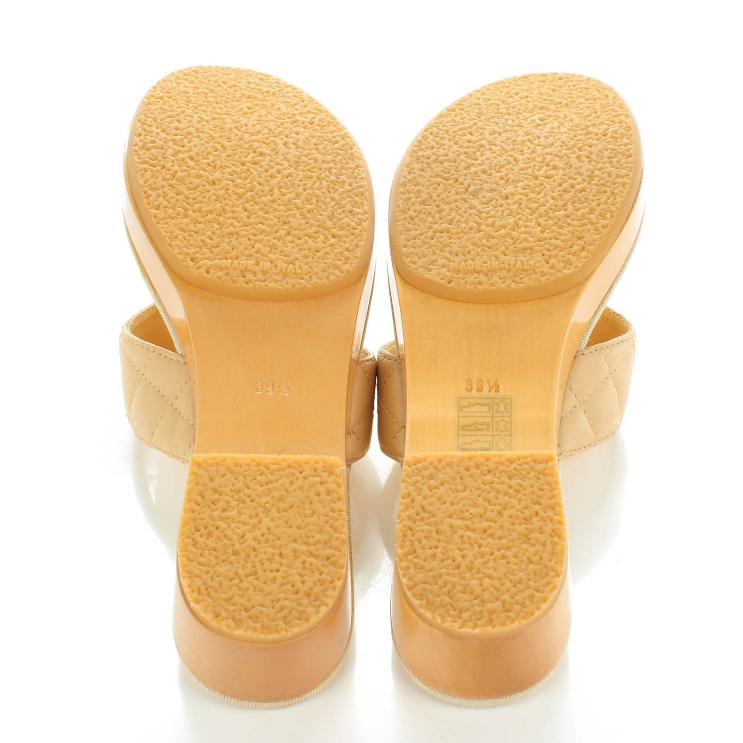 Lambskin Quilted CC Turnlock Sandals 39.5 Beige