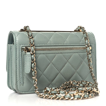 Chanel Lambskin Quilted Mini Trendy CC Wallet On Chain WOC Grey 3 of 10