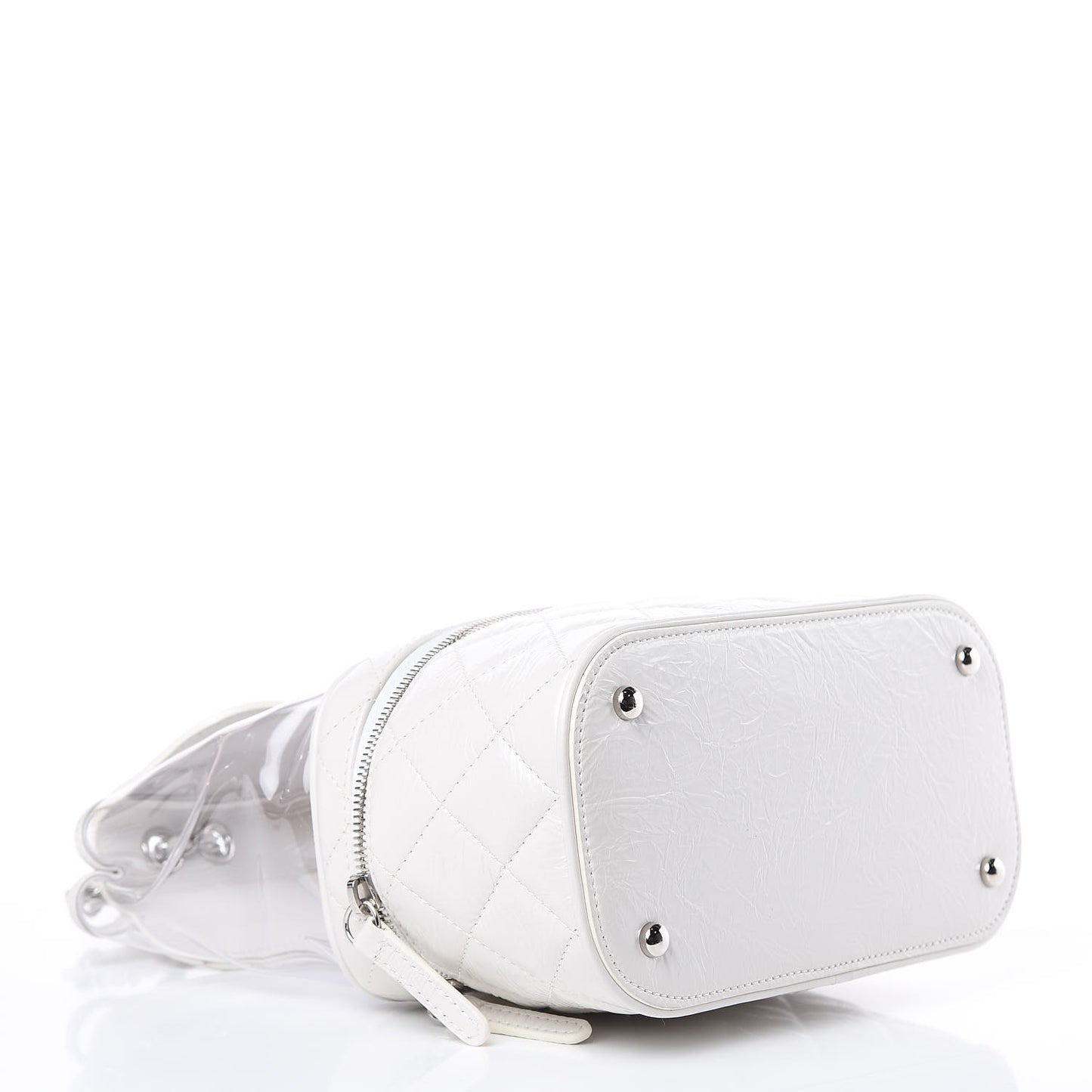 Crumpled Calfskin PVC Quilted Flap White