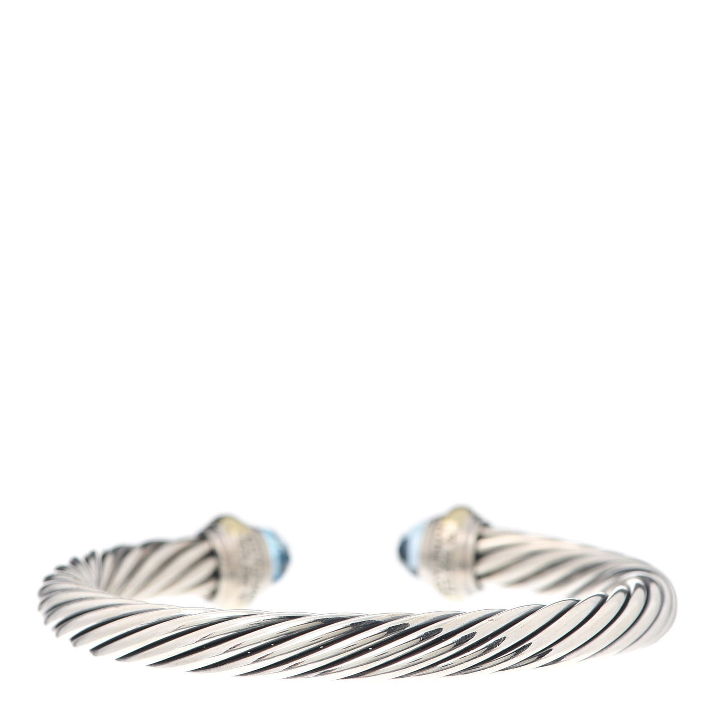 Sterling Silver 14K Yellow Gold Blue Topaz 7mm Cable Classics Bracelet
