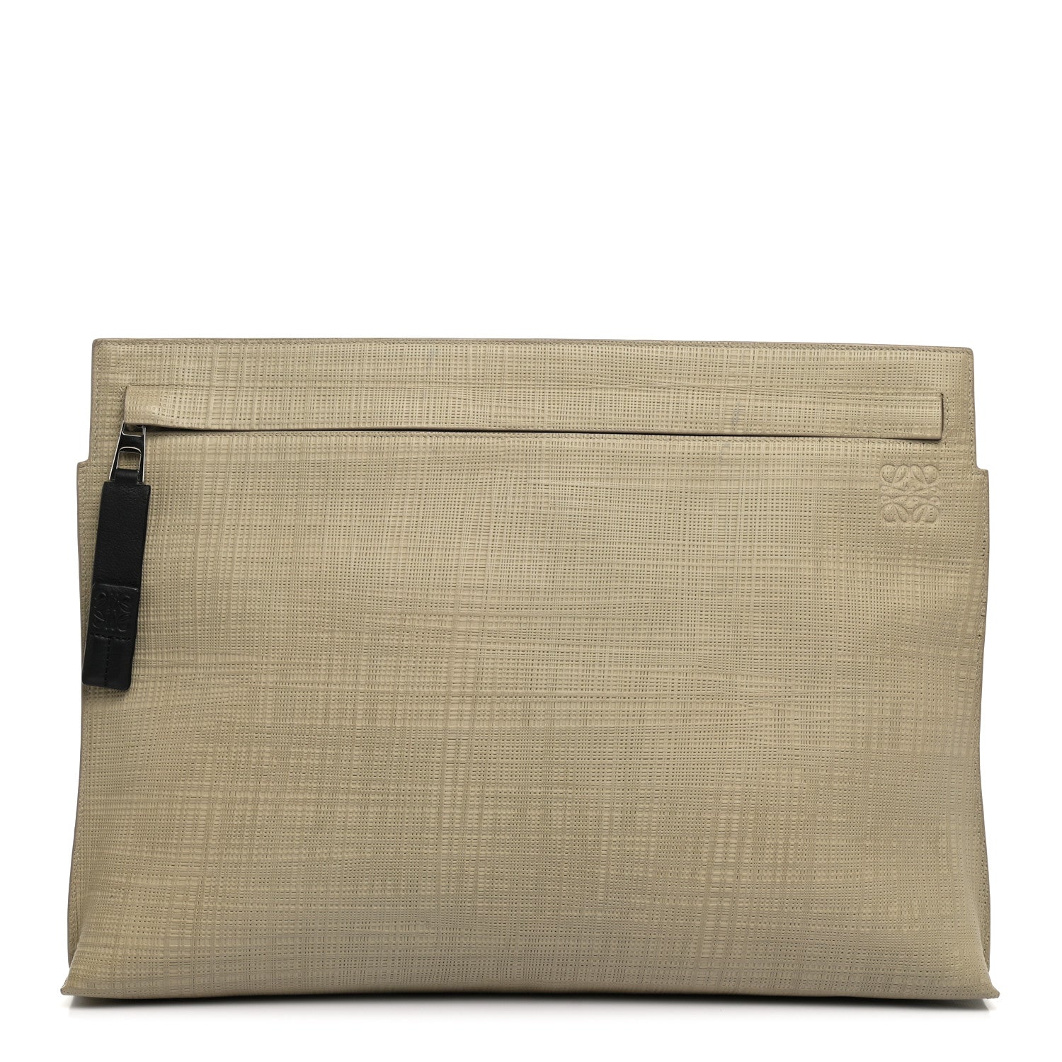 Loewe Calfskin Linen Embossed Large T Pouch Beige 1 of 8