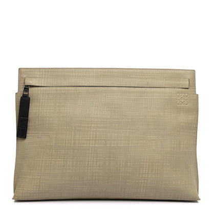 Loewe Calfskin Linen Embossed Large T Pouch Beige 1 of 8