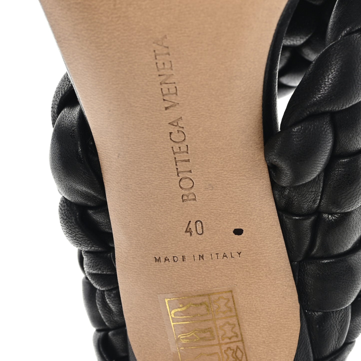 Nappa Twisted Padded Intrecciato Curve Slide Sandals 40 Black