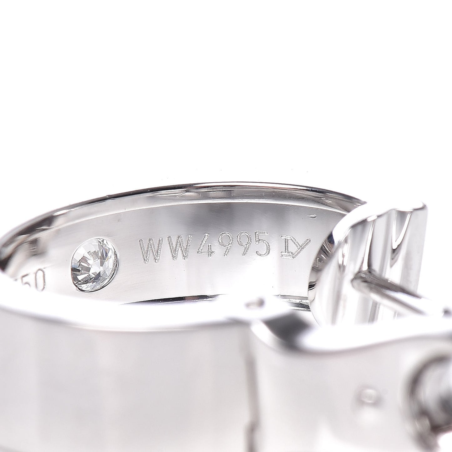 18K White Gold 2 Diamond 5.5mm LOVE Hoop Earrings