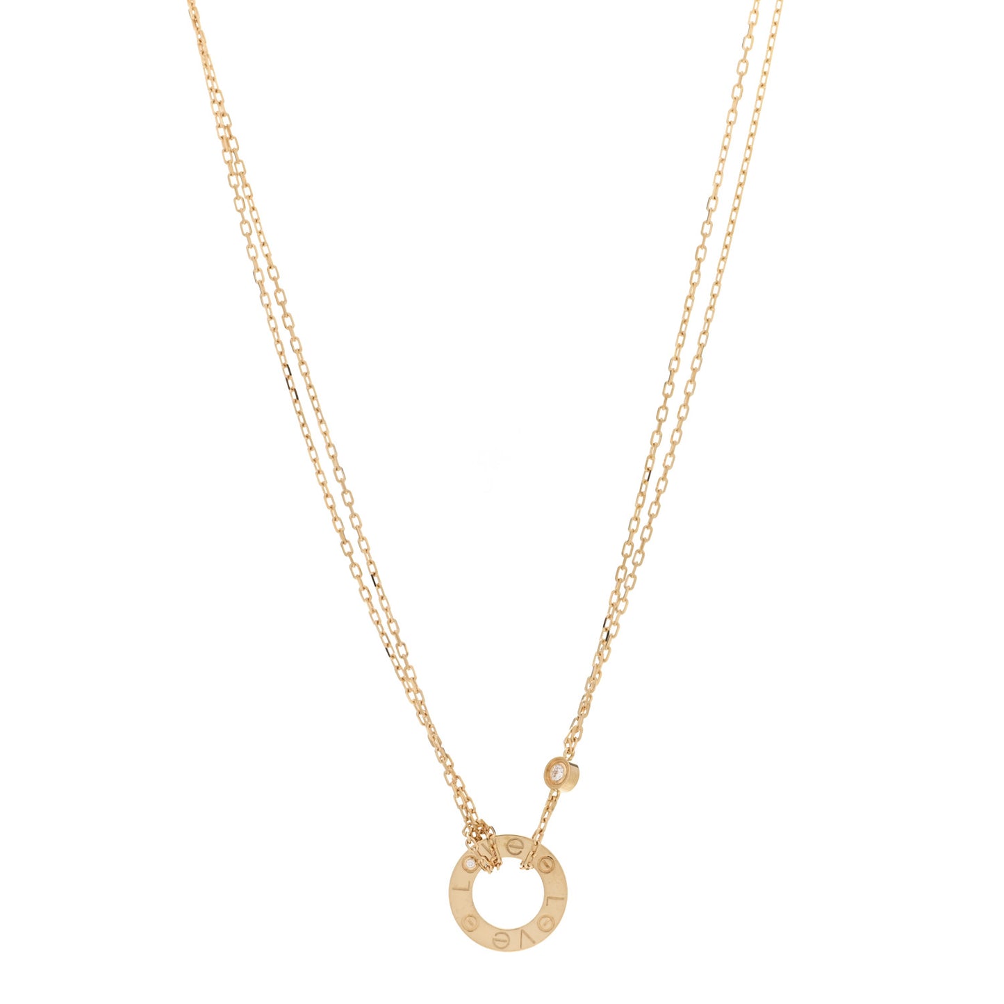 18K Yellow Gold 2 Diamond LOVE Necklace