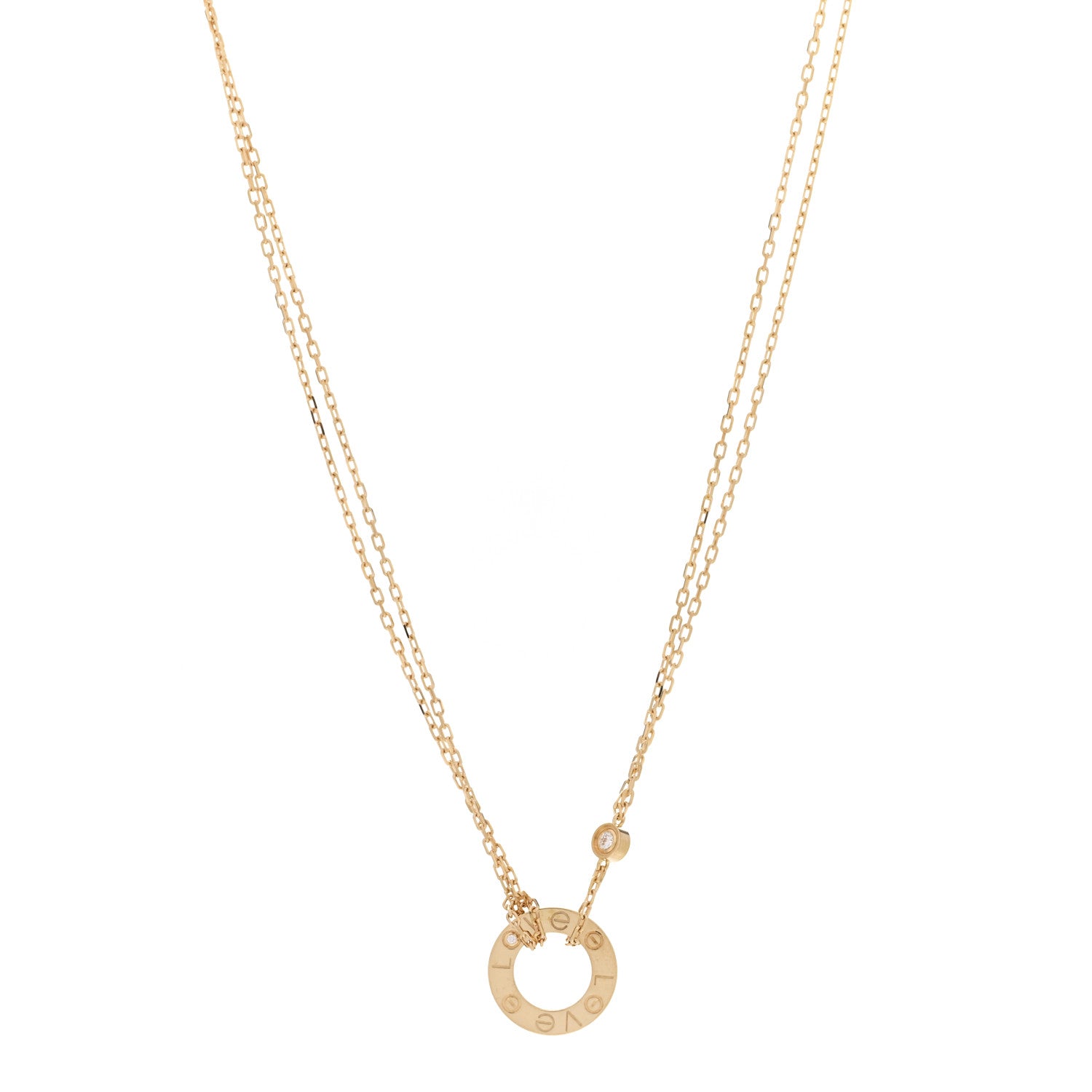 Cartier 18K Yellow Gold 2 Diamond LOVE Necklace 1 of 5