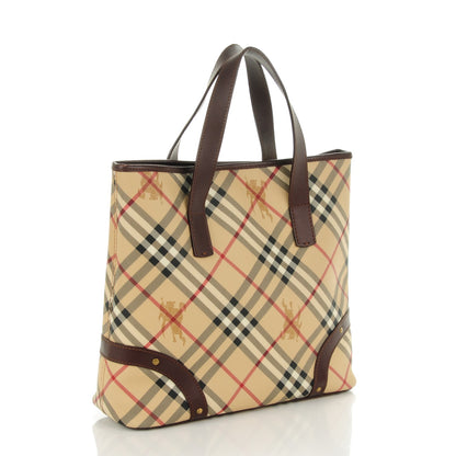 Burberry Haymarket Check Studded Tote Chocolate 3 of 11