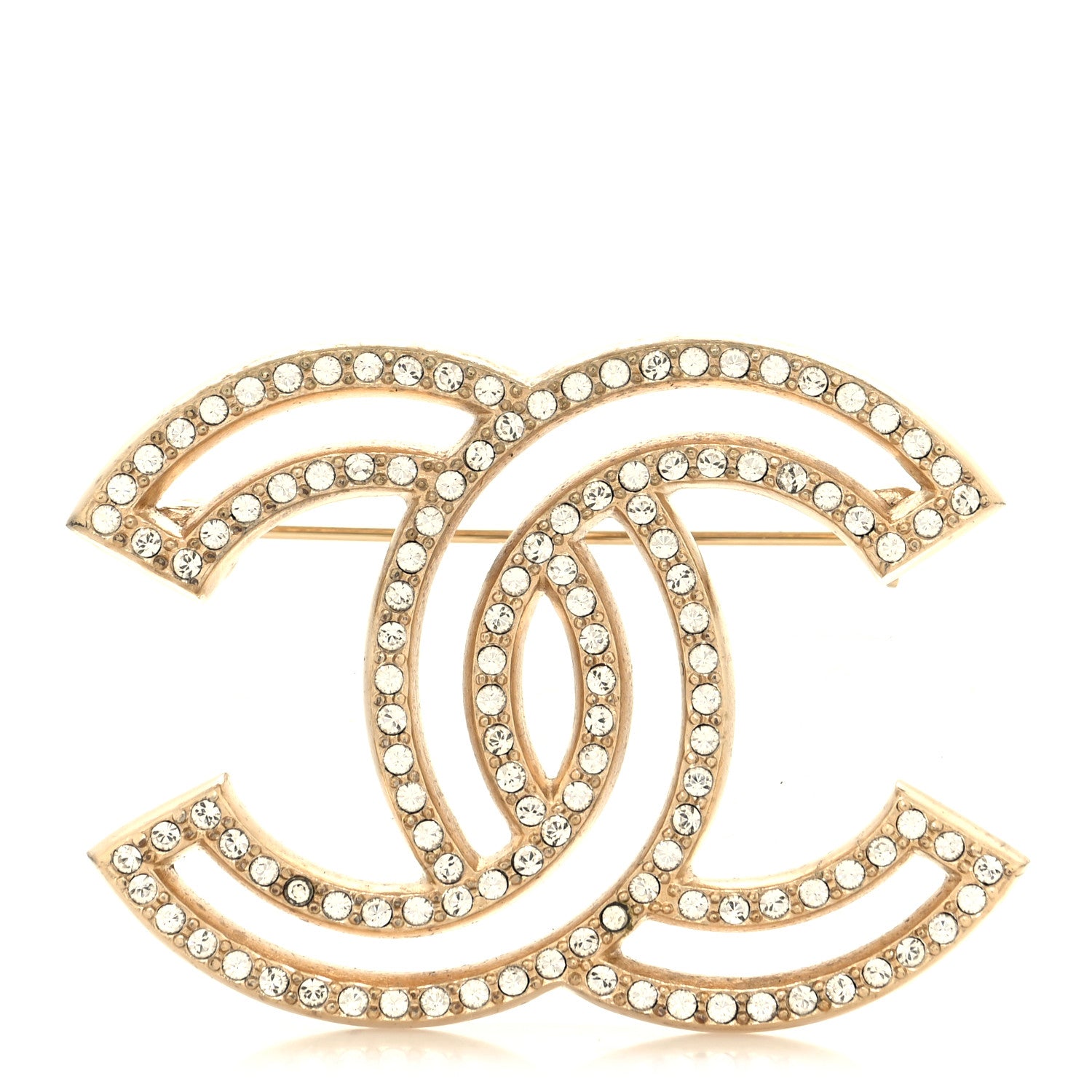 Chanel Metal Crystal CC Brooch Light Gold 2 of 4