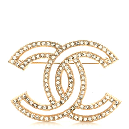 Chanel Metal Crystal CC Brooch Light Gold 2 of 4
