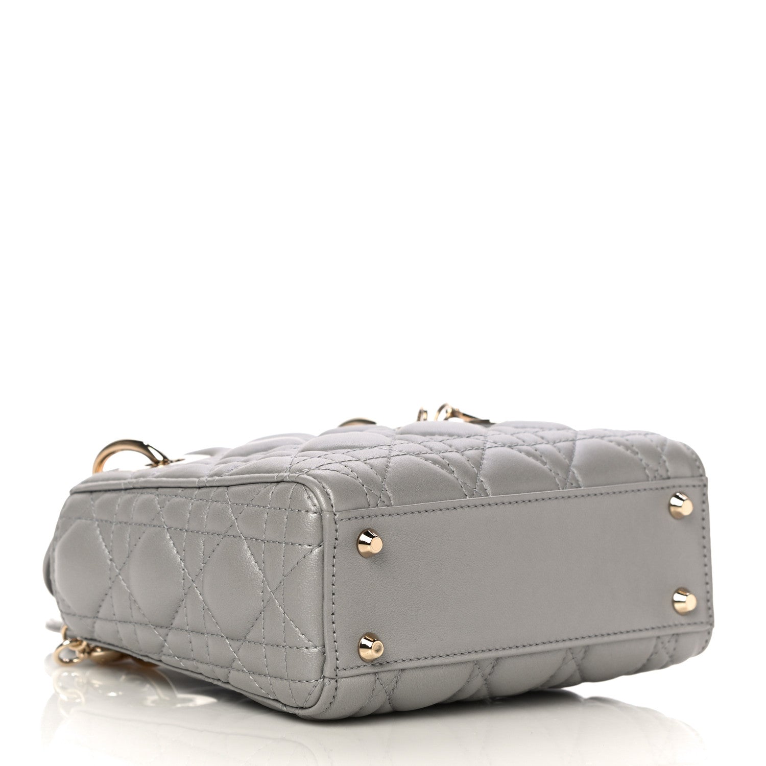 Christian Dior Metallic Lambskin Cannage Mini Lady Dior Grey 4 of 10