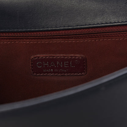 Chanel Velvet Tweed Quilted New Medium Boy Flap Dark Navy Blue 6 of 15