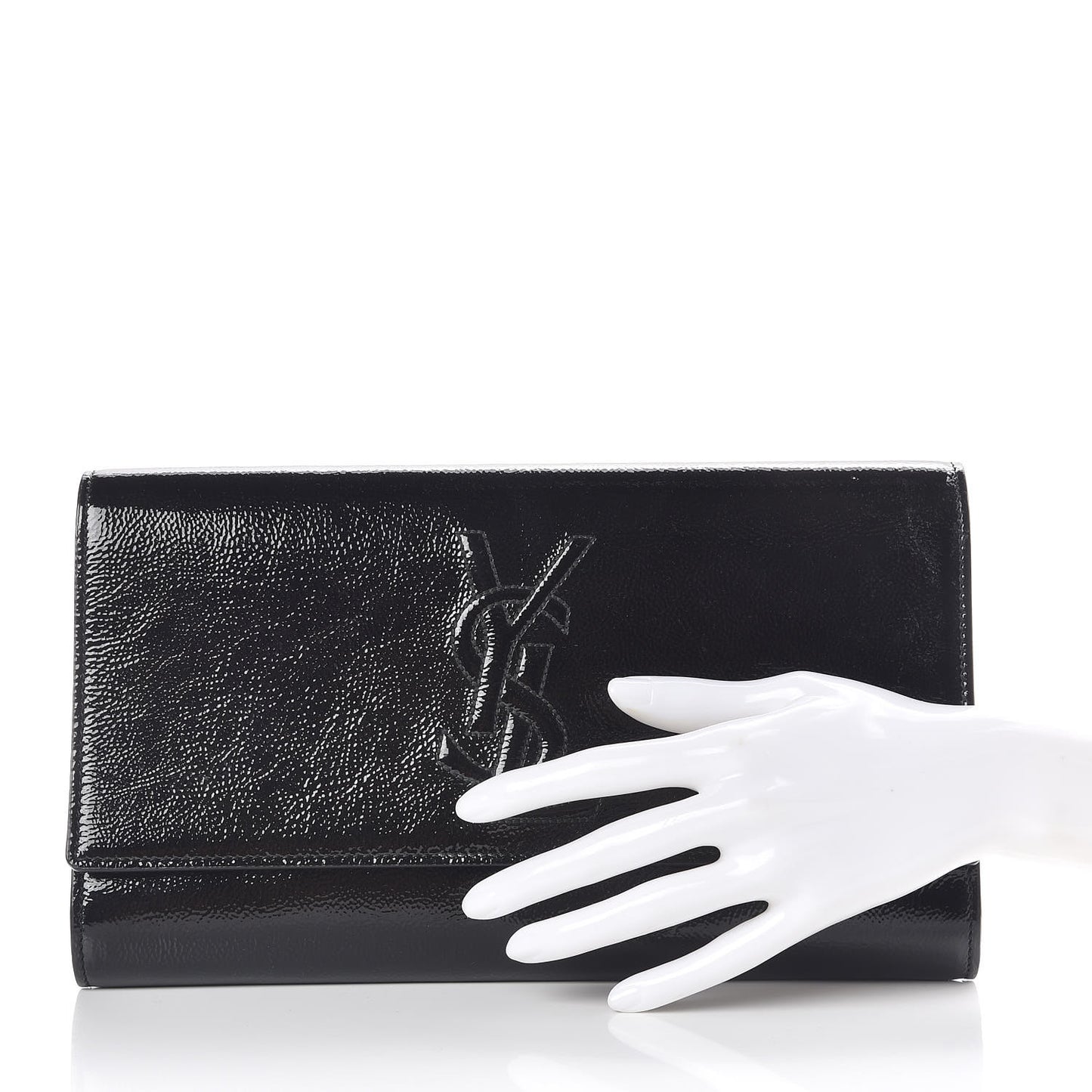 Textured Patent Monogram Large Belle De Jour Clutch Black