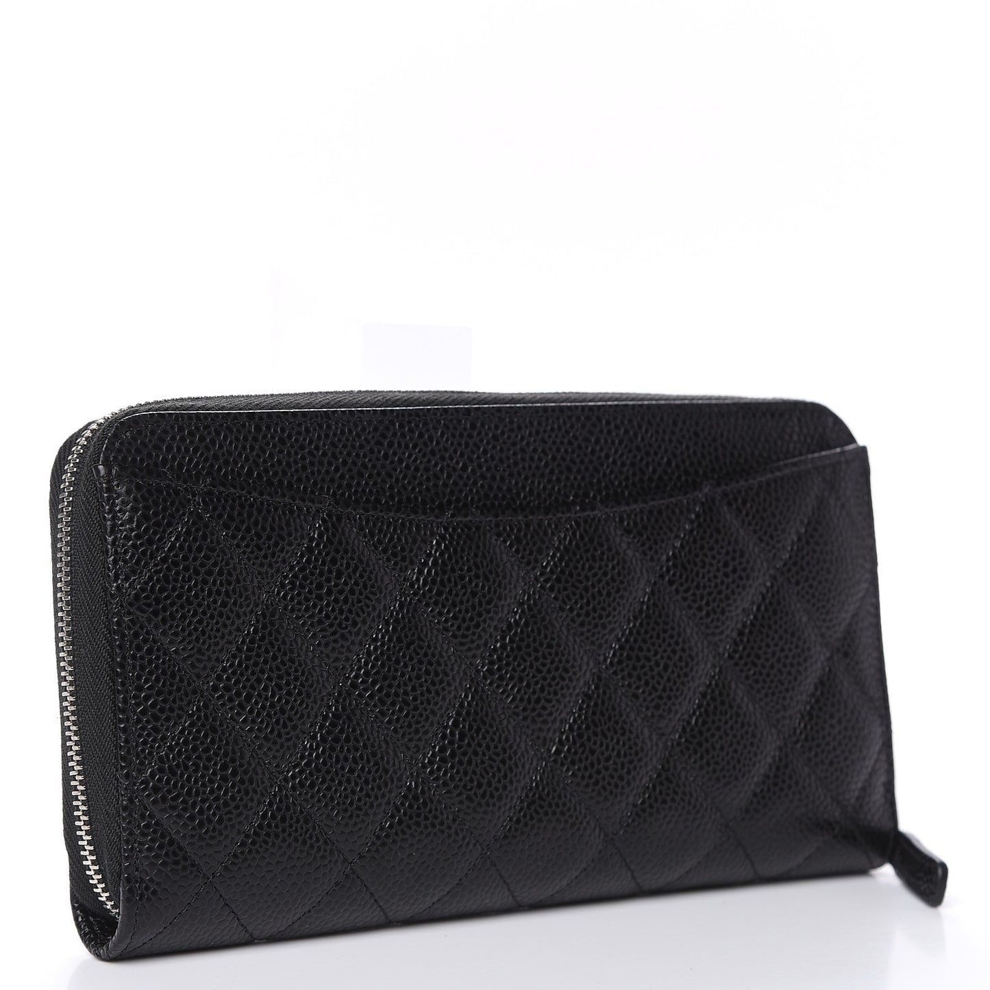 Caviar Quilted Large Gusset Zip Around Wallet Black