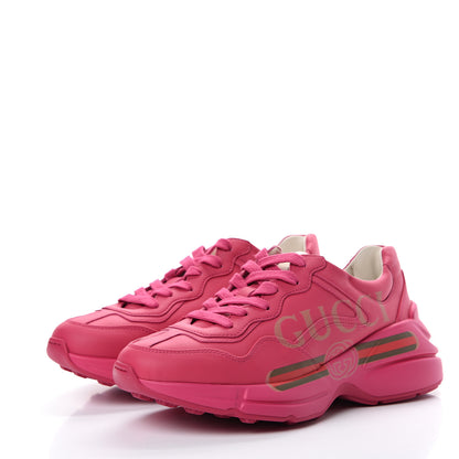 Gucci Calfskin Logo Womens Rhyton Sneakers 36.5 Box Pink 3 of 8