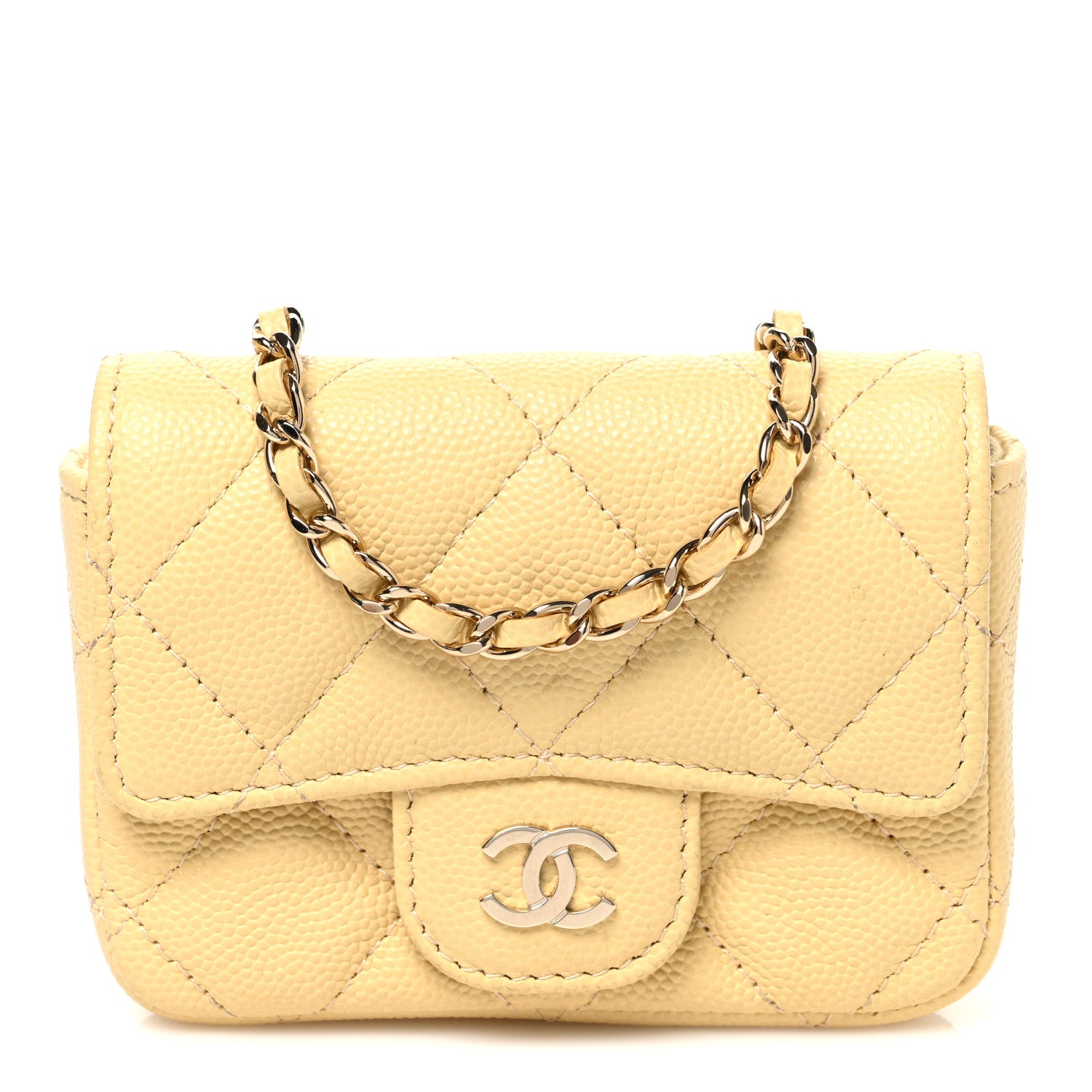 Chanel Caviar Quilted Mini Chain Belt Bag Light Yellow 1 of 12