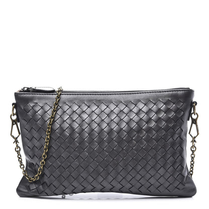 Bottega Veneta Nappa Intrecciato Biletto Chain Crossbody Antique Silver 1 of 9