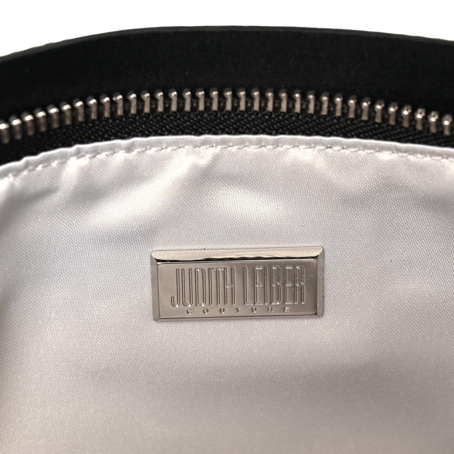 Satin Crystal Oui Oui Pouch Silver Jet Multicolor