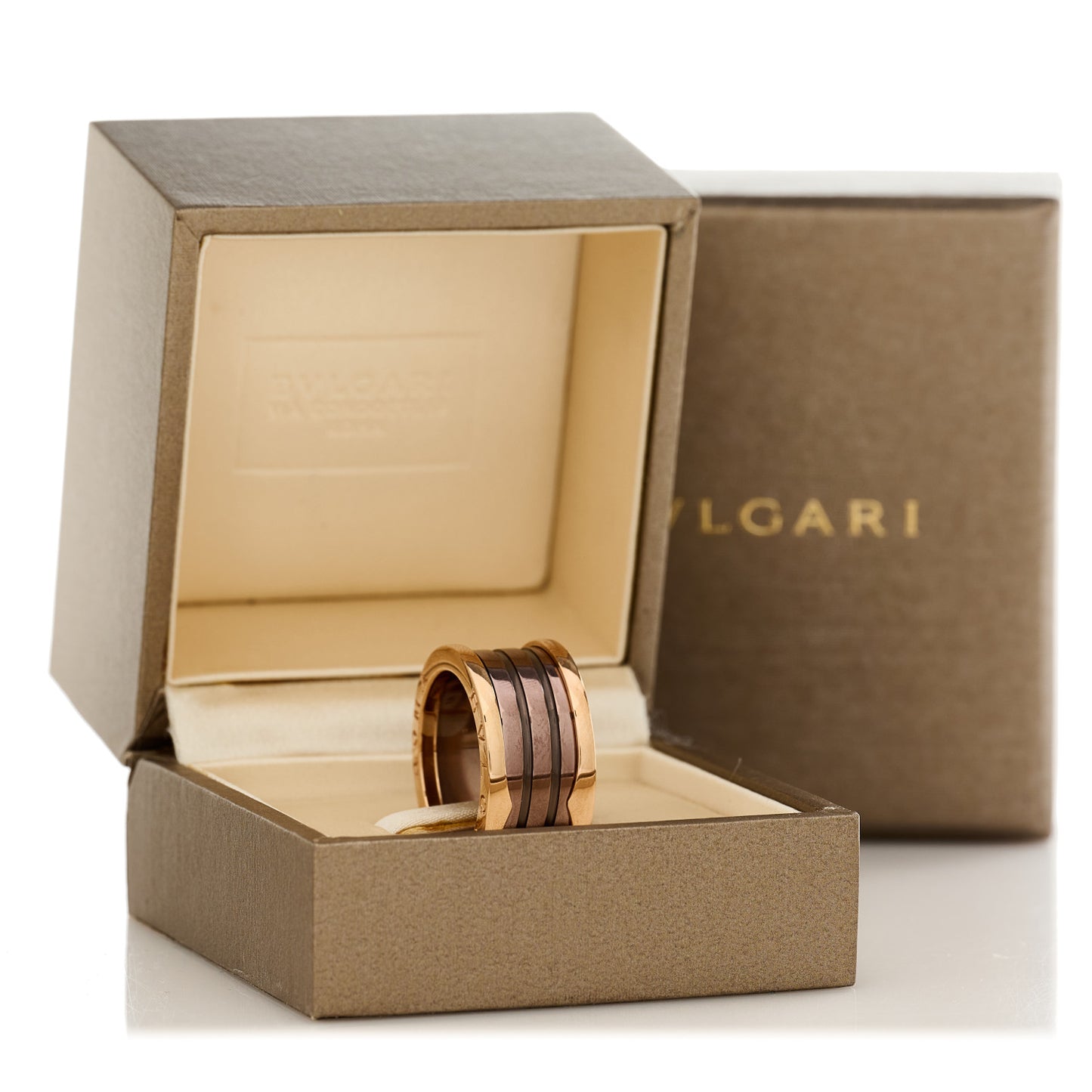 18K Rose Gold Bronze Cermet B.Zero1 Roma Four-Band Ring 59 8.75