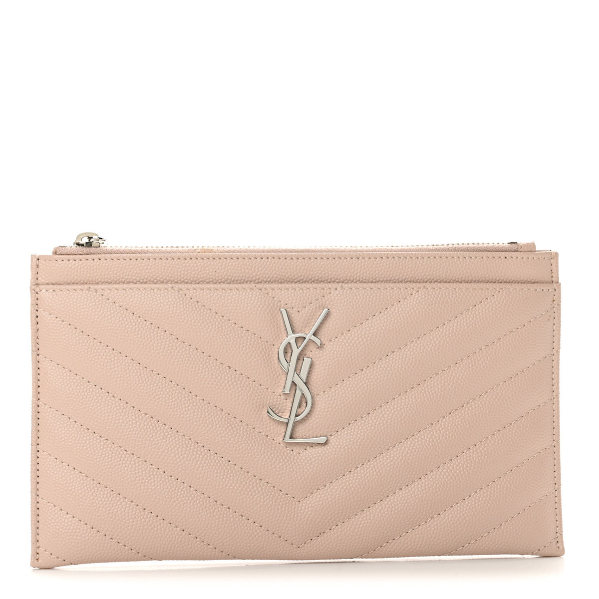 Saint Laurent Grain De Poudre Chevron Monogram Bill Pouch Marble Pink 1 of 10