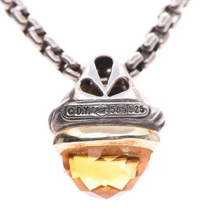 David Yurman Sterling Silver 14K Gold 10mm Citrine Acorn Pendant 4 of 6