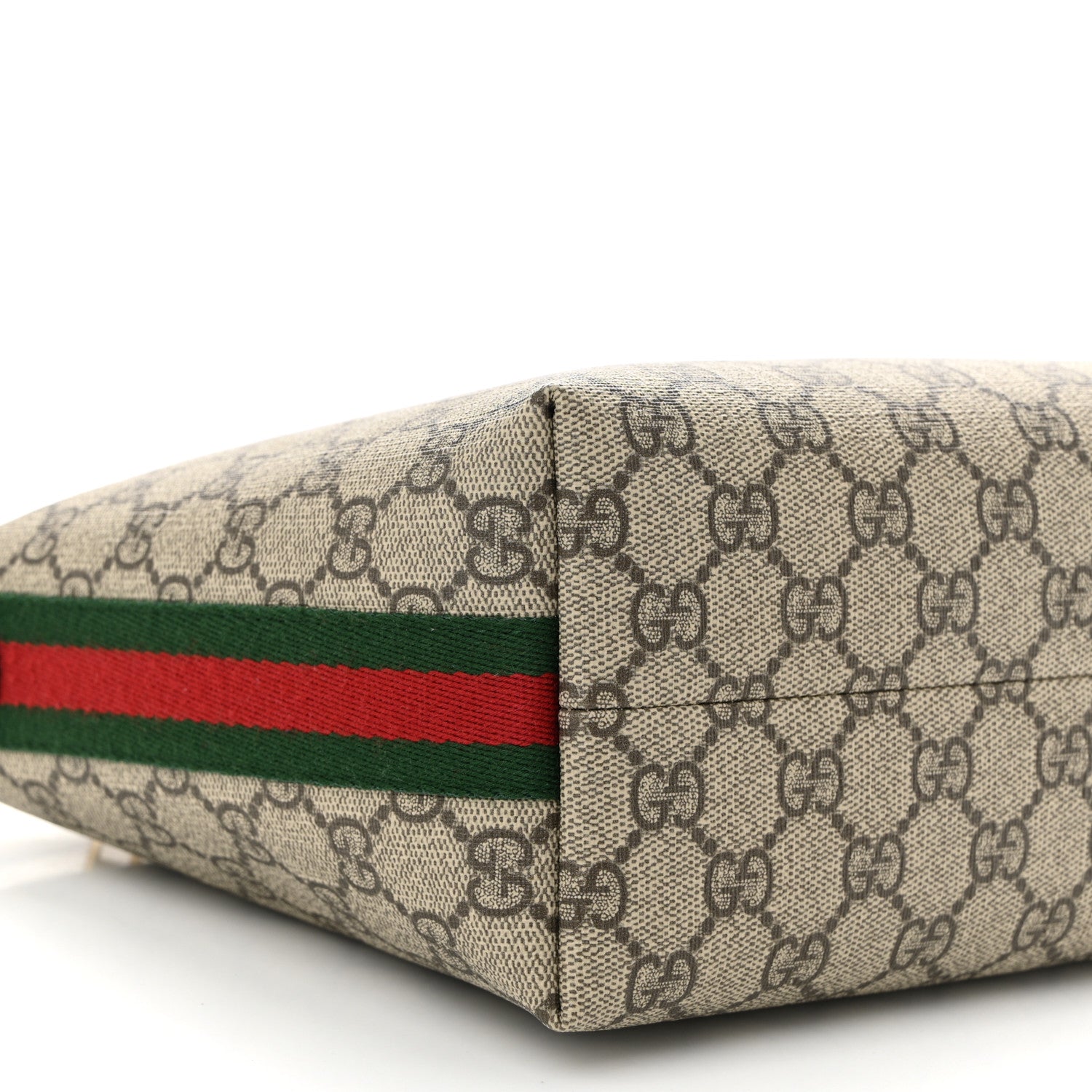 Gucci GG Supreme Monogram Textured Calfskin Web Super Mini Ophidia Shoulder Bag Beige Ebony New Acero 9 of 10