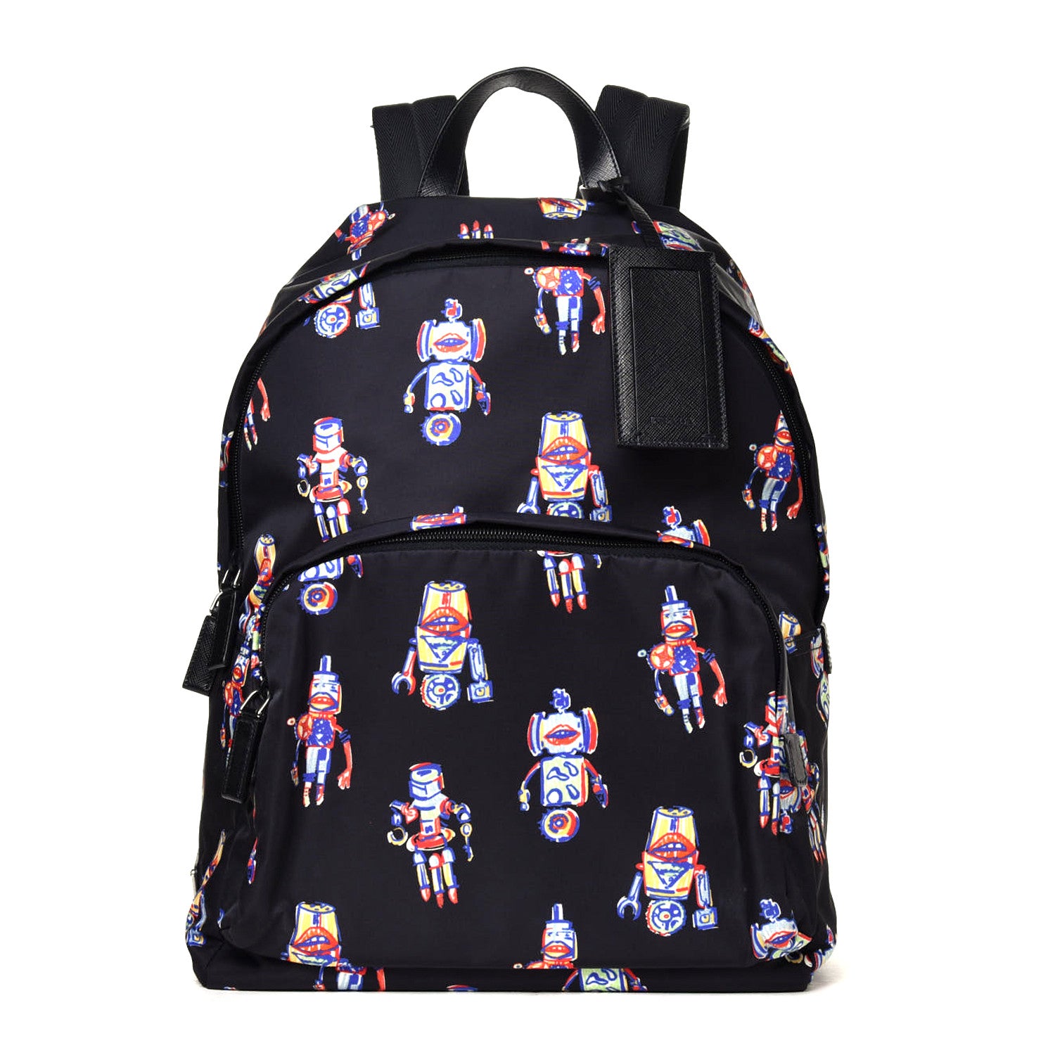 Prada Nylon Saffiano Robot Print Backpack Black 1 of 4