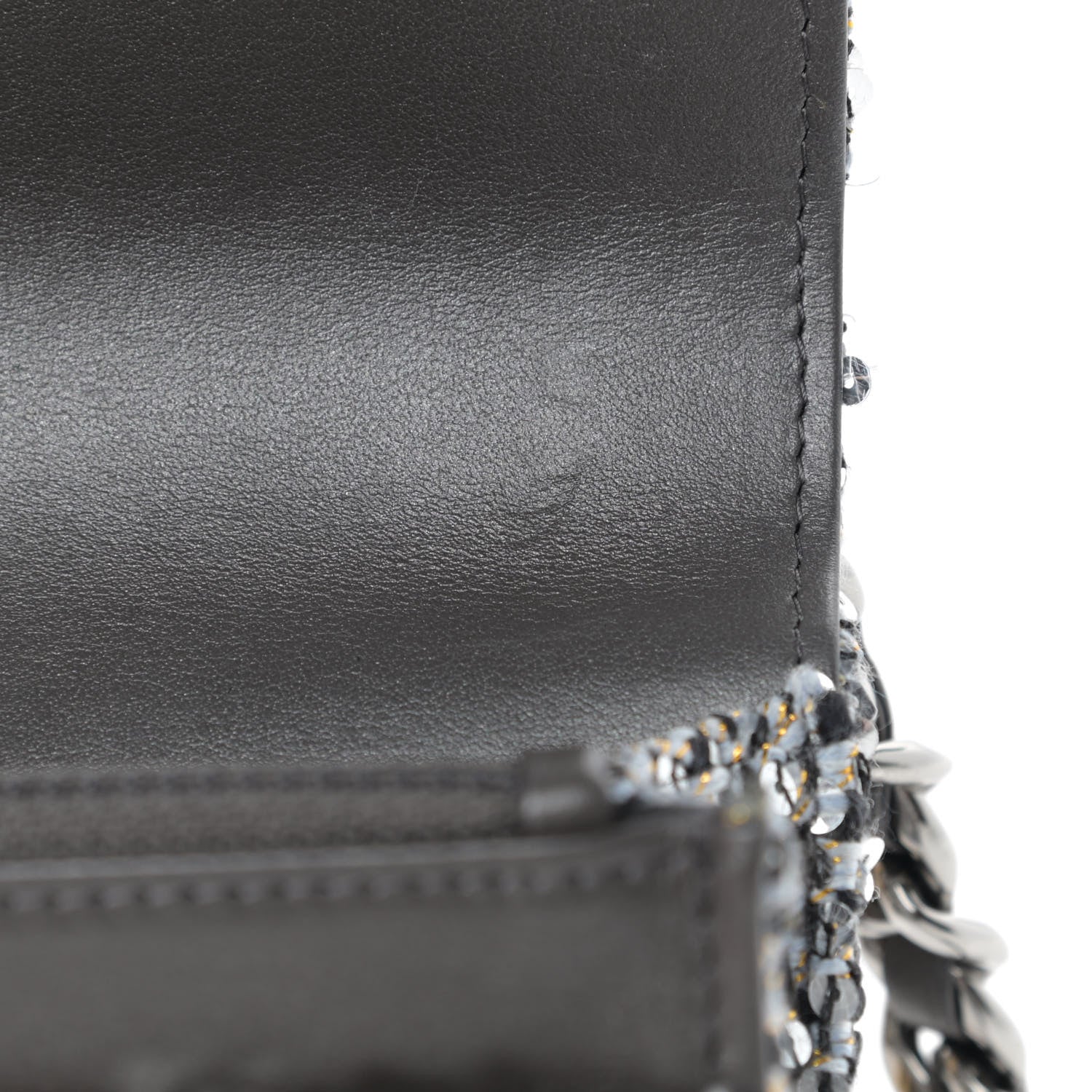 Chanel Sequin Quilted Chanel 19 Wallet On Chain WOC Silver 12 of 15