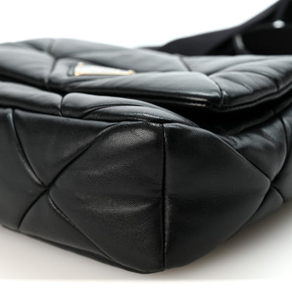 Prada Nappa Re-Nylon Triangle Quilted Patchwork System Flap Shoulder Bag Black 10 of 10