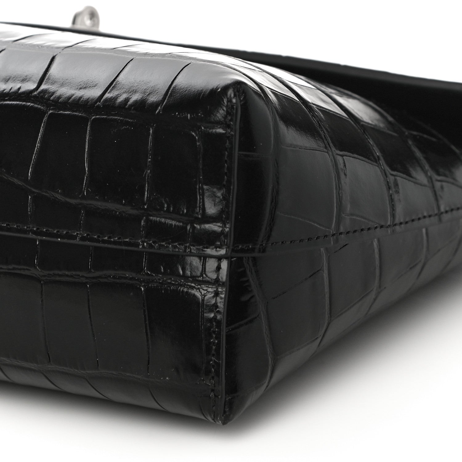 Mulberry Crocodile Embossed Calfskin Darley Cosmetic Pouch Black 9 of 9