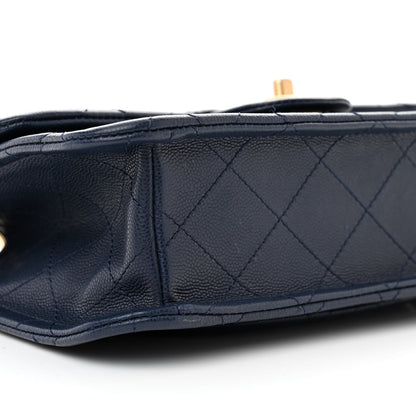 Chanel Caviar Quilted Medium Sweet Classic Flap Navy Blue 9 of 11