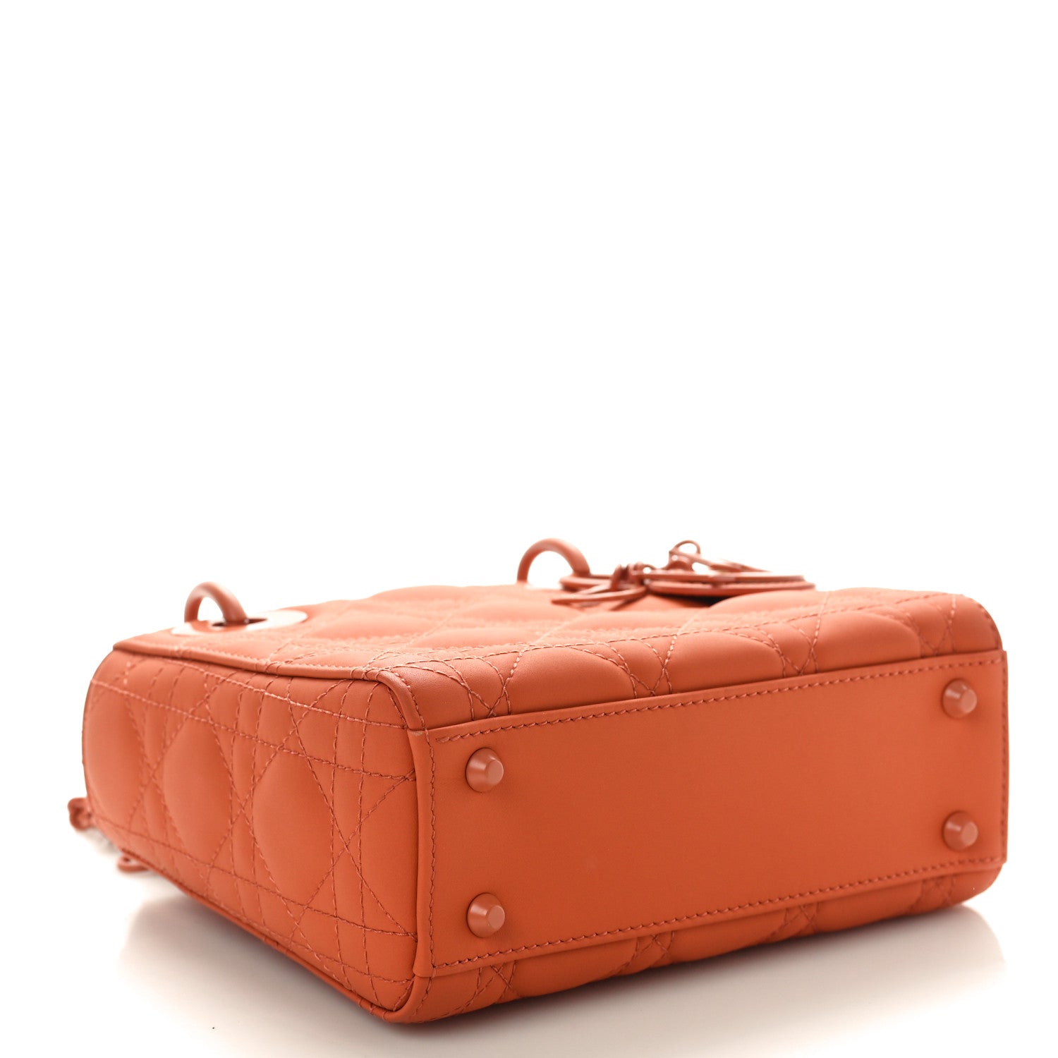 Christian Dior Ultra Matte Calfskin Cannage Mini Lady Dior Orange 4 of 10