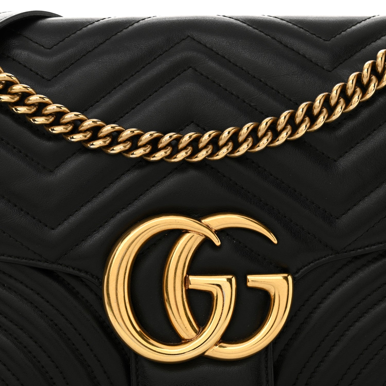 Gucci Calfskin Matelasse Medium GG Marmont Shoulder Bag Black 8 of 14