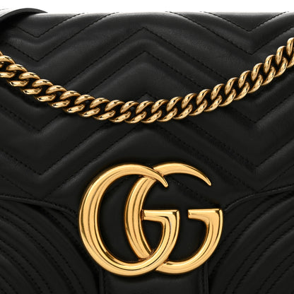 Gucci Calfskin Matelasse Medium GG Marmont Shoulder Bag Black 8 of 14