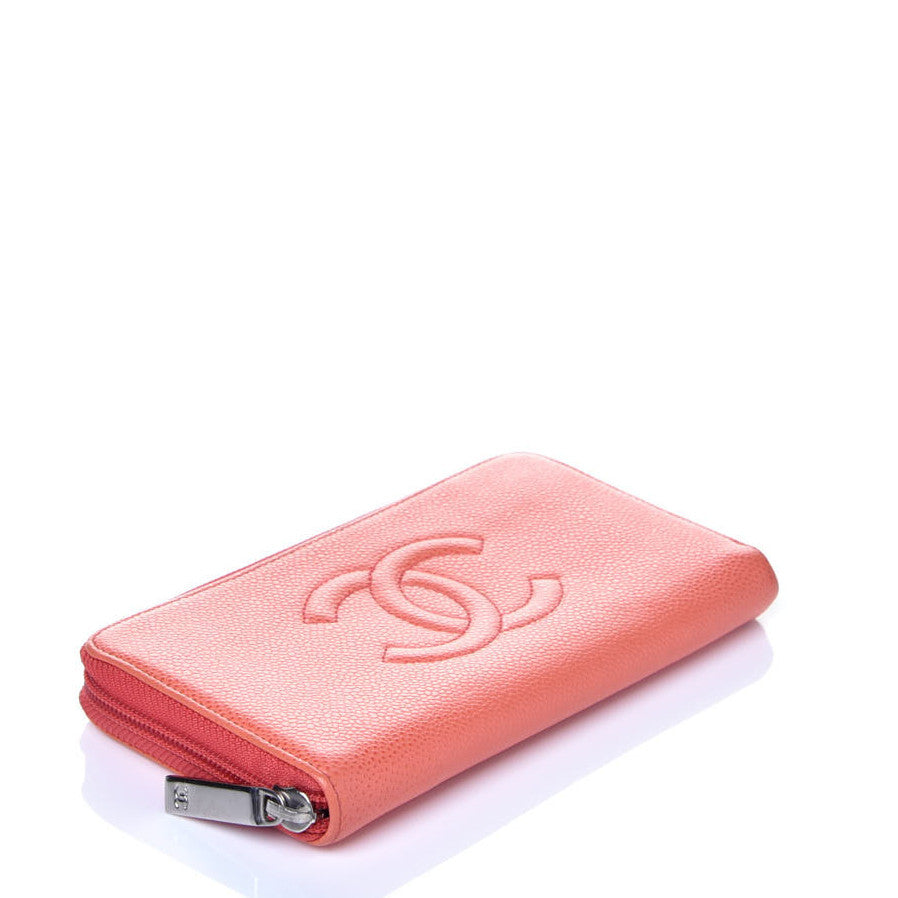 Chanel Caviar Large Timeless CC Gusset Zip Around Wallet Orange 3 of 8