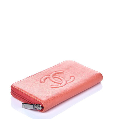 Chanel Caviar Large Timeless CC Gusset Zip Around Wallet Orange 3 of 8