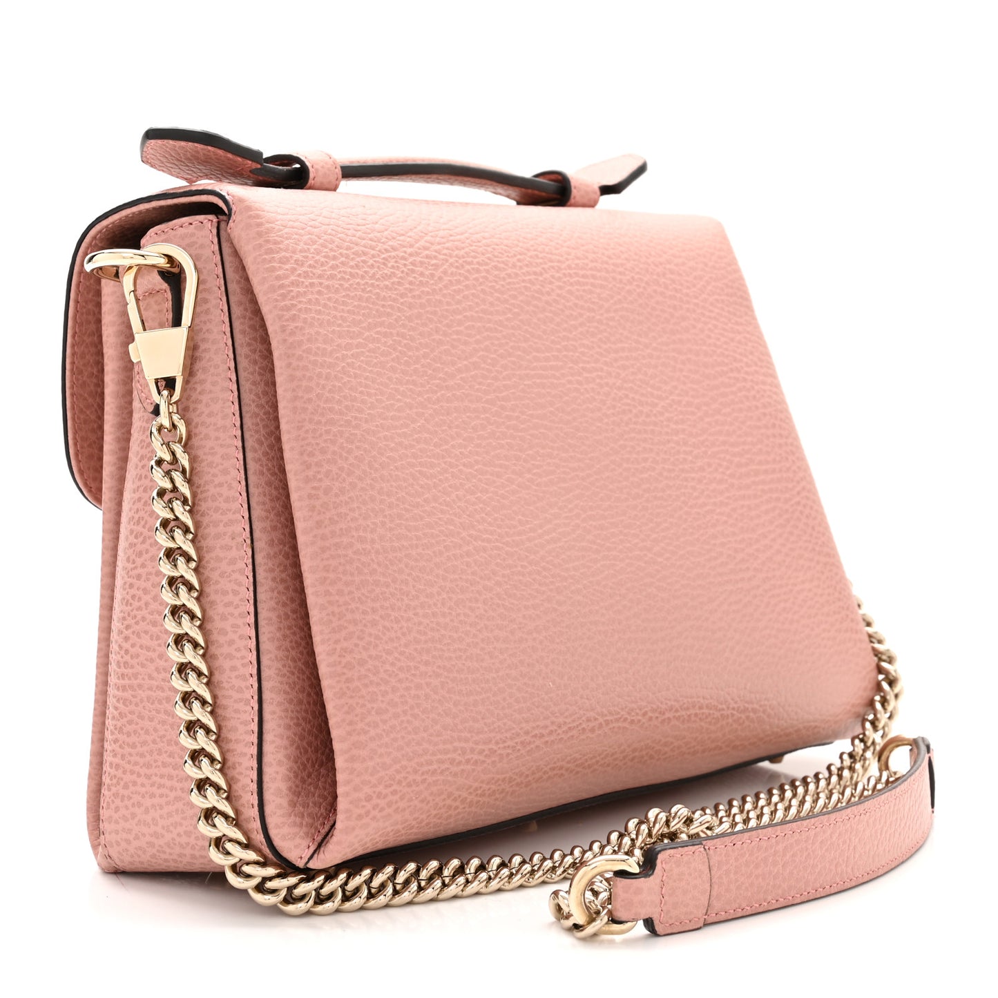 Dollar Calfskin Interlocking G Top Handle Shoulder Bag Soft Pink