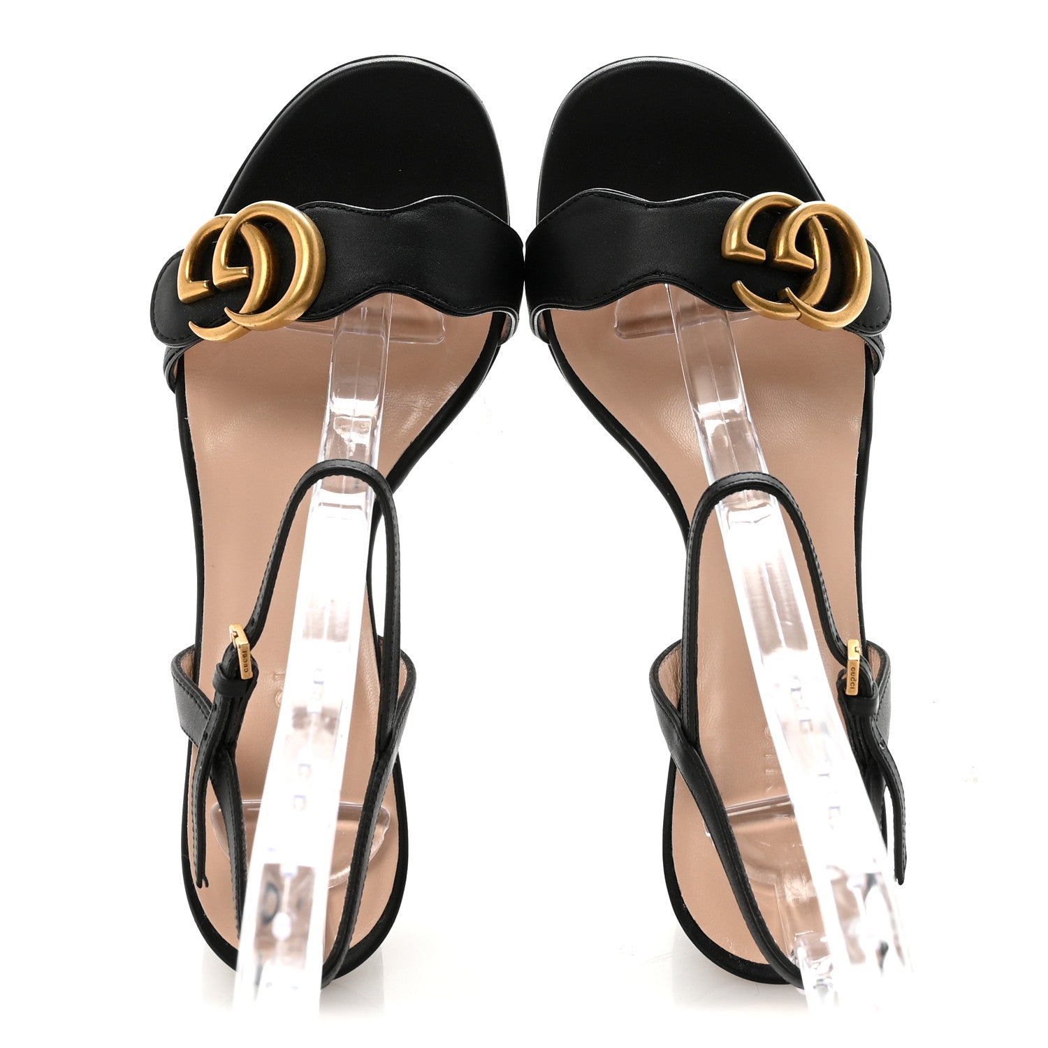 Gucci Lifford Calfskin GG Marmont Ankle Wrap 75mm Sandals 35 Black 2 of 9