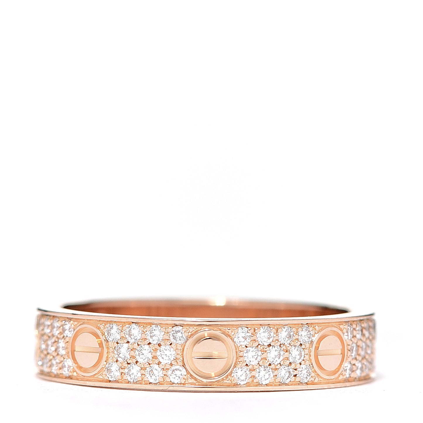 18K Pink Gold Diamond 4mm LOVE Wedding Paved Band Ring 52 6