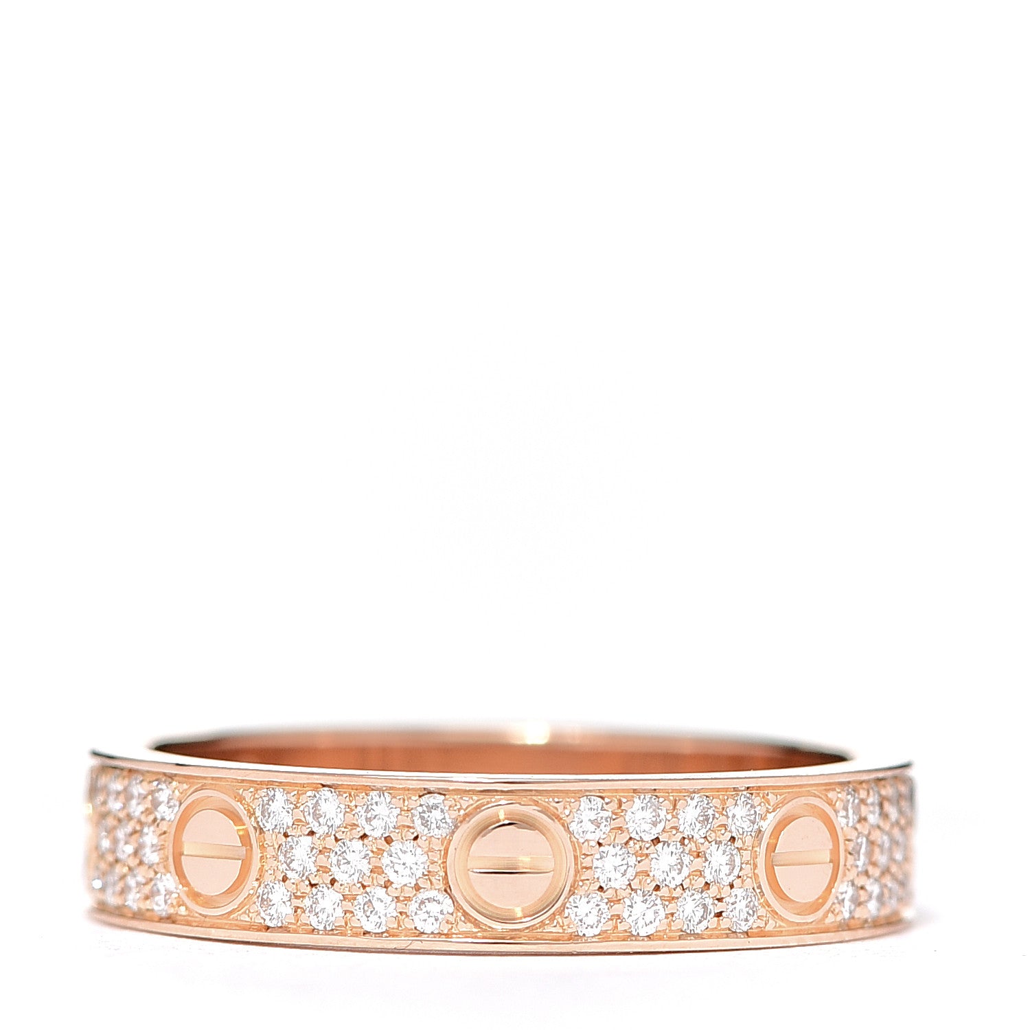 Cartier 18K Pink Gold Diamond 4mm LOVE Wedding Paved Band Ring 52 6 3 of 4