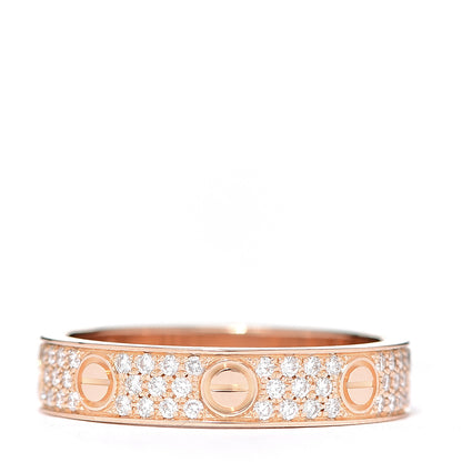 Cartier 18K Pink Gold Diamond 4mm LOVE Wedding Paved Band Ring 52 6 3 of 4