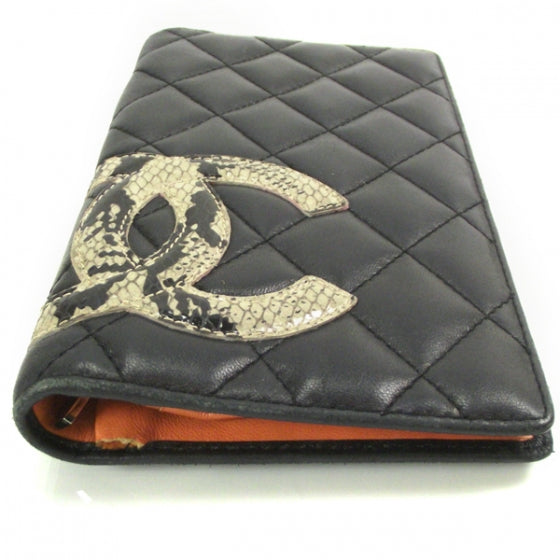 Chanel Leather Python Cambon Wallet Black 4 of 10
