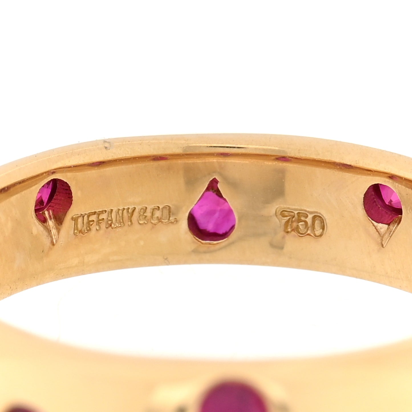 18K Yellow Gold Ruby Etoile Band Ring 53 6.25