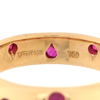 Tiffany 18K Yellow Gold Ruby Etoile Band Ring 53 6.25 4 of 5