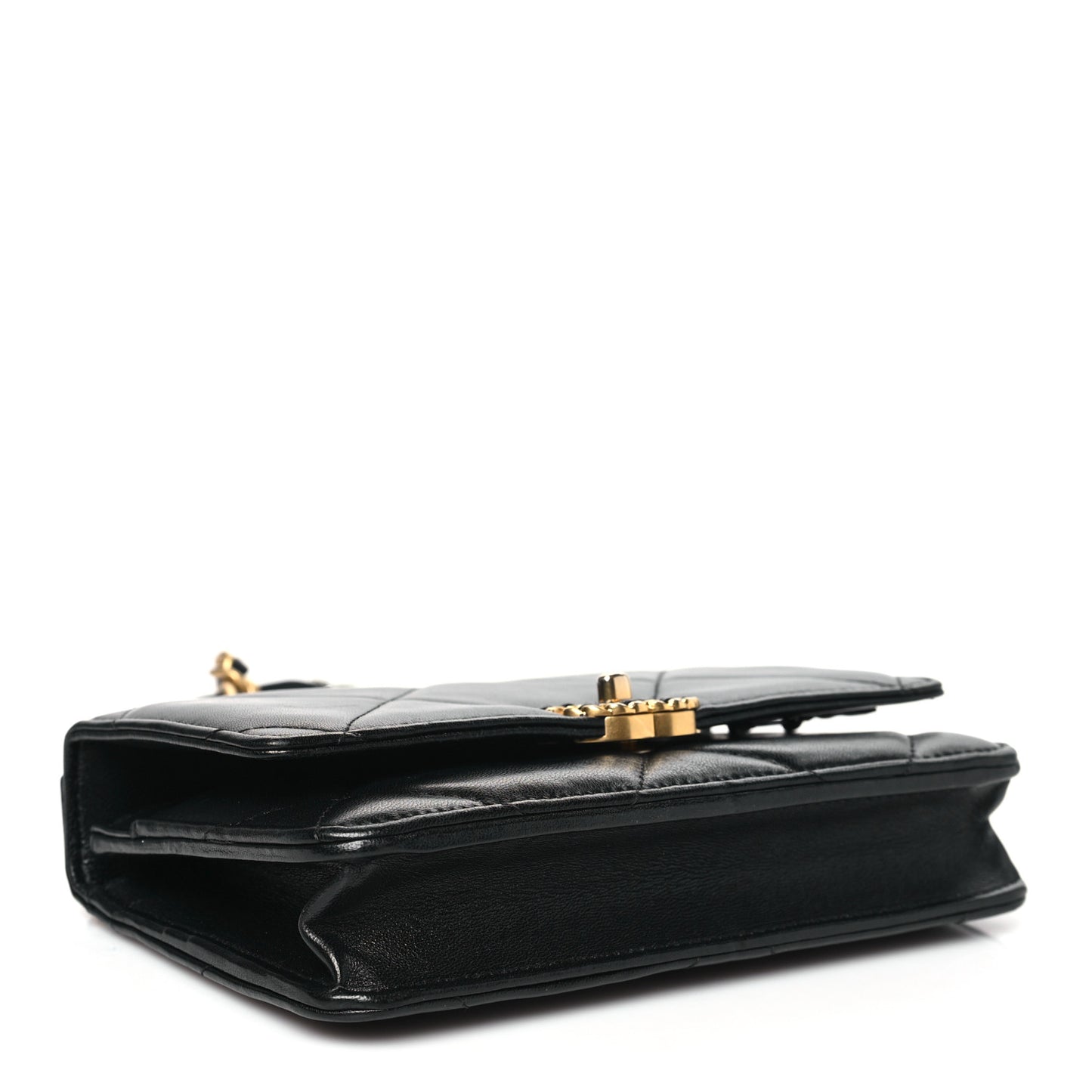 Lambskin Quilted Chanel 19 Wallet On Chain WOC Black