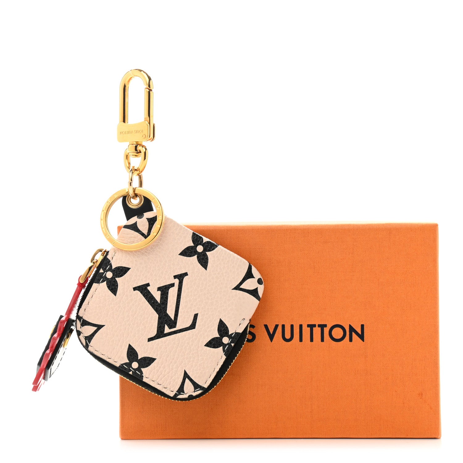Louis Vuitton Empreinte Monogram Giant Crafty Square Pouch Bag Charm Key Holder Creme Black 6 of 6